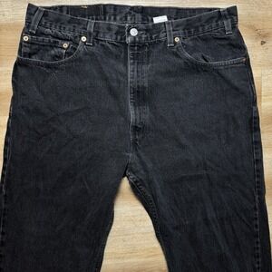 Vintage Levis 505 Jeans Men 36x26 Black Straight Leg Denim Cotton Y2K Hemmed Leg